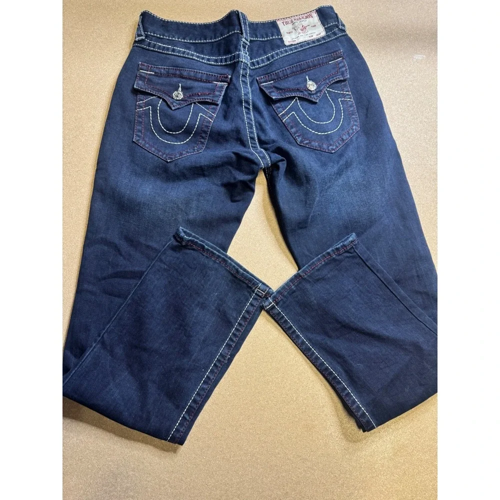 True Religion Ricky Relaxed Straight Jeans Indigo Super T Stitch Blue Mens 31x32